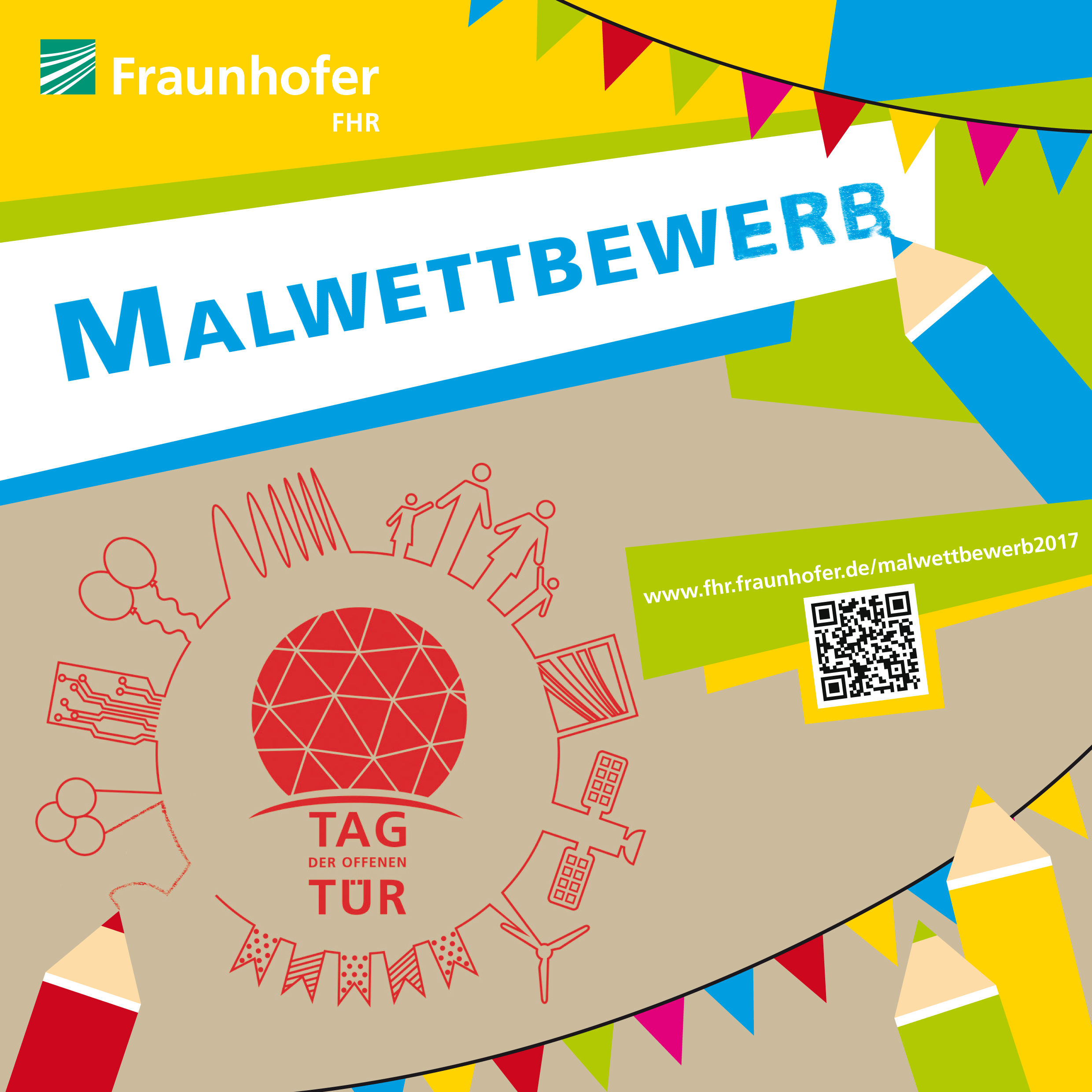 Mal- und Bastelwettbewerb Fraunhofer FHR 2017 Einen exklusiven Blick hinter die Kulissen des Fraunhofer FHR werfen: Mit Kreativität und etwas Glück können junge Künstler eine ganz besondere Führung beim Malwettbewerb des wachtberger Forschungsinstituts gewinnen.