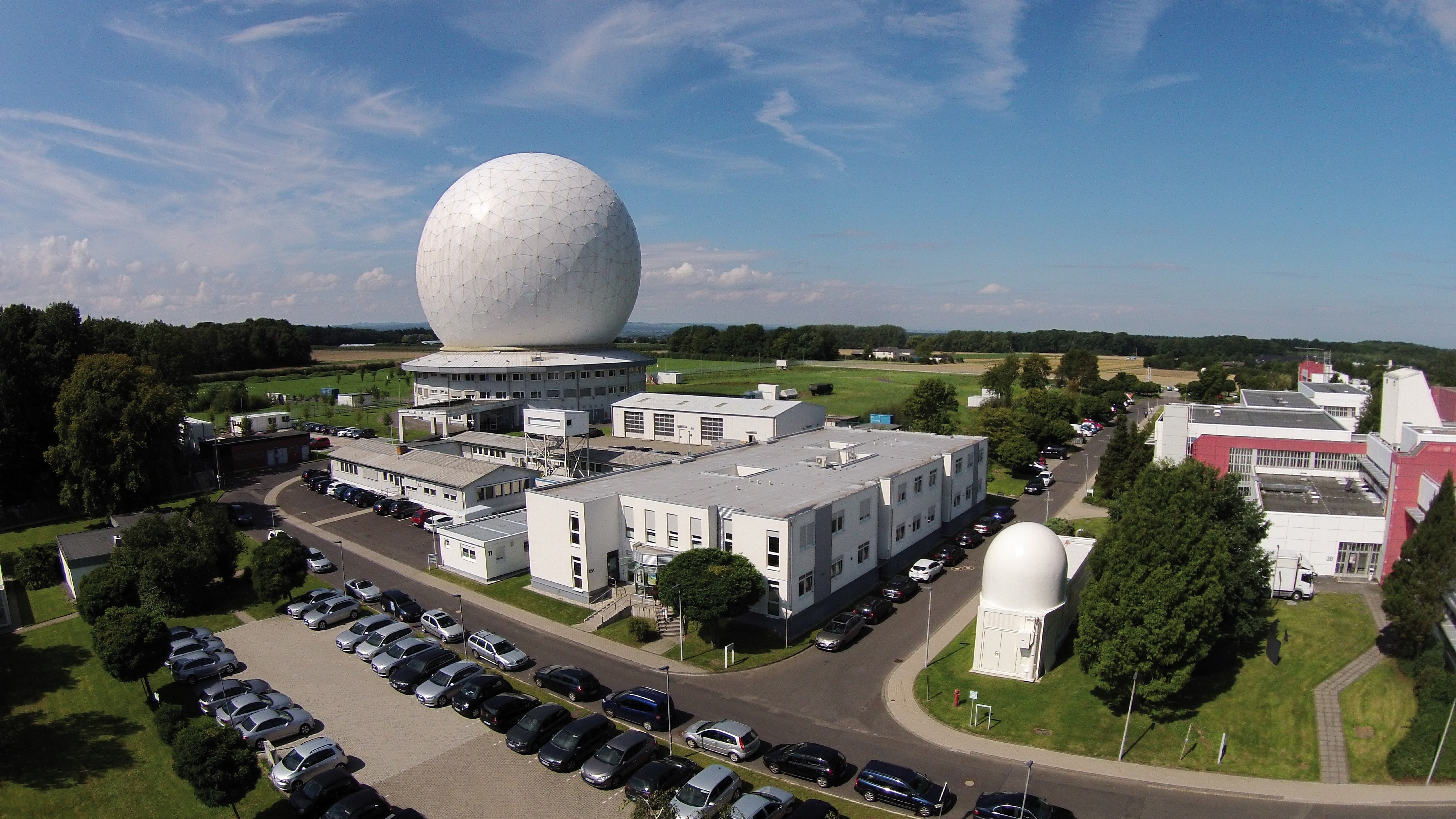 The premises of Fraunhofer FHR in Wachtberg with the space observation radar TIRA and the space surveillance radar GESTRA.