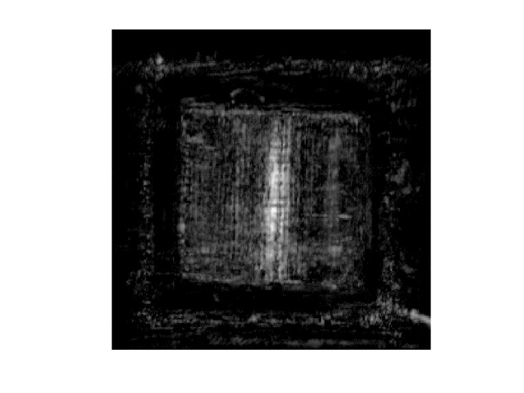 Radar images (cross-polarization) of a fiber layer package with non-visible undulation below the sur-face.